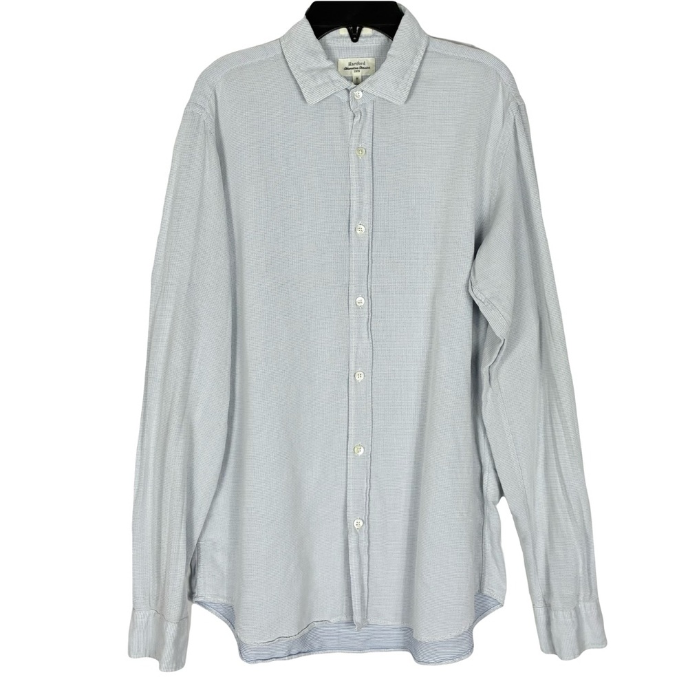 Hartford Check Cotton Button Shirt M Long Sleeve Preppy Work Classic Gentleman